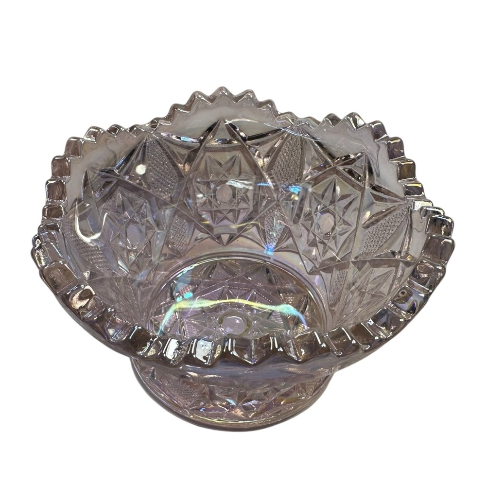 Mosser Finger Candy Trinket Bowl Pink Rose Carnival Glass Star New USA 3.5” - Picture 6 of 8